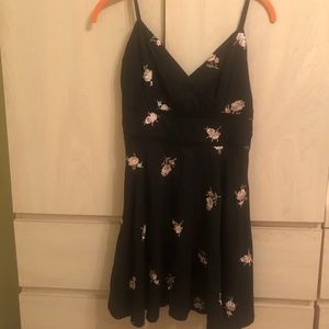 New Francesca’s Black Floral Dress w/ Adjustable Spaghetti Straps
